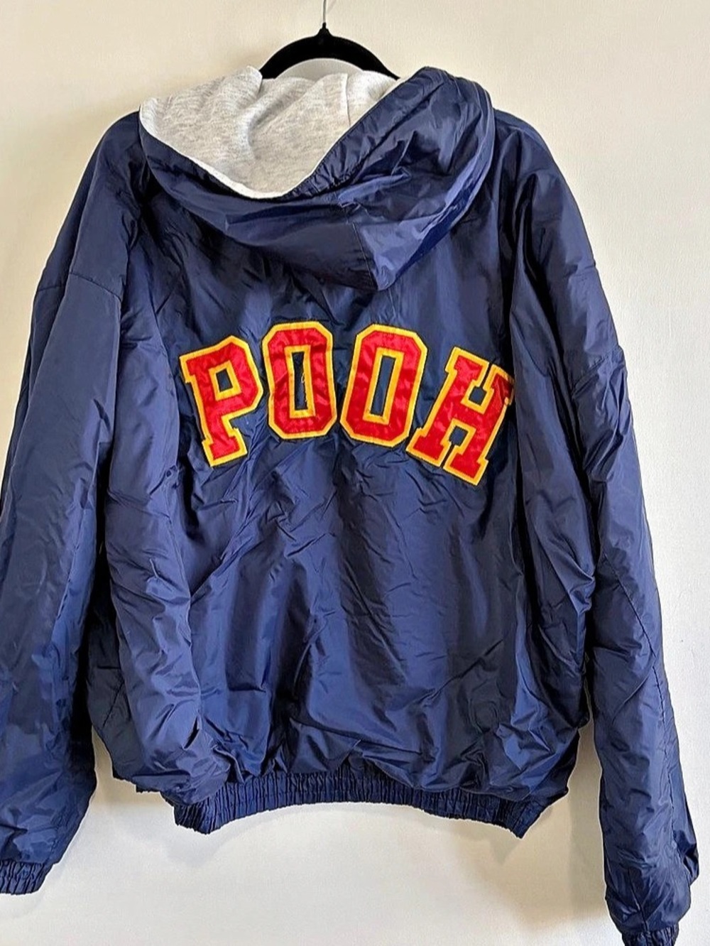 Vintage Pooh Hooded Jacket Women's 2XL Navy Full Zip Nylon The Disney Store 90s